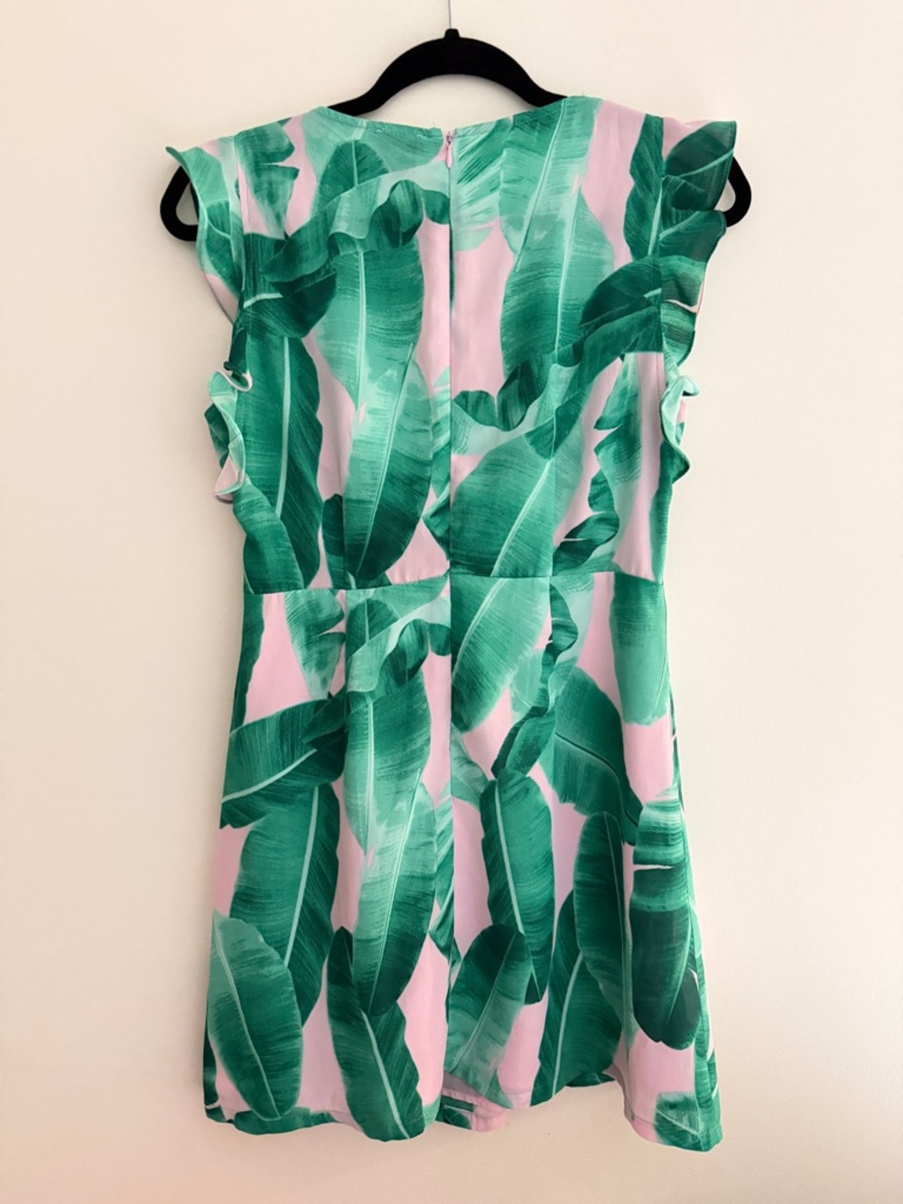 Buddy Love Pink & Green Tropical Leaf Tie Front Mini Dress - Picture 4 of 6